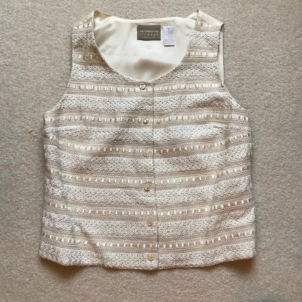 Liz Clairborne white textured vest